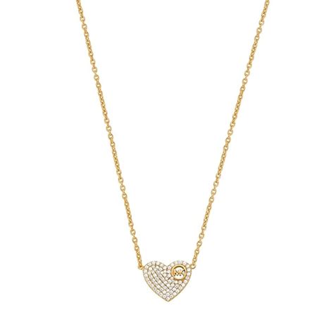 michael kors pave heart necklace|Michael Kors sterling silver necklace.